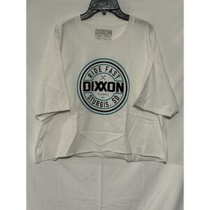 Dixxon Women Size XL Ride Fast Sturgis Cropped WHITE T-Shirt Raw Hem New